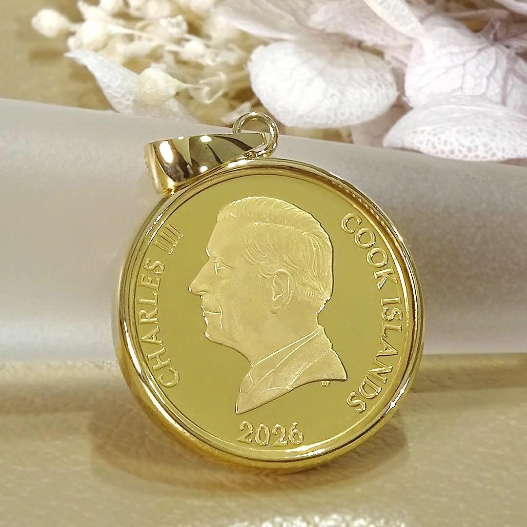 純金 K24 K18 2026 ベニス コインペンダントトップ 1/20oz 保護ガラス