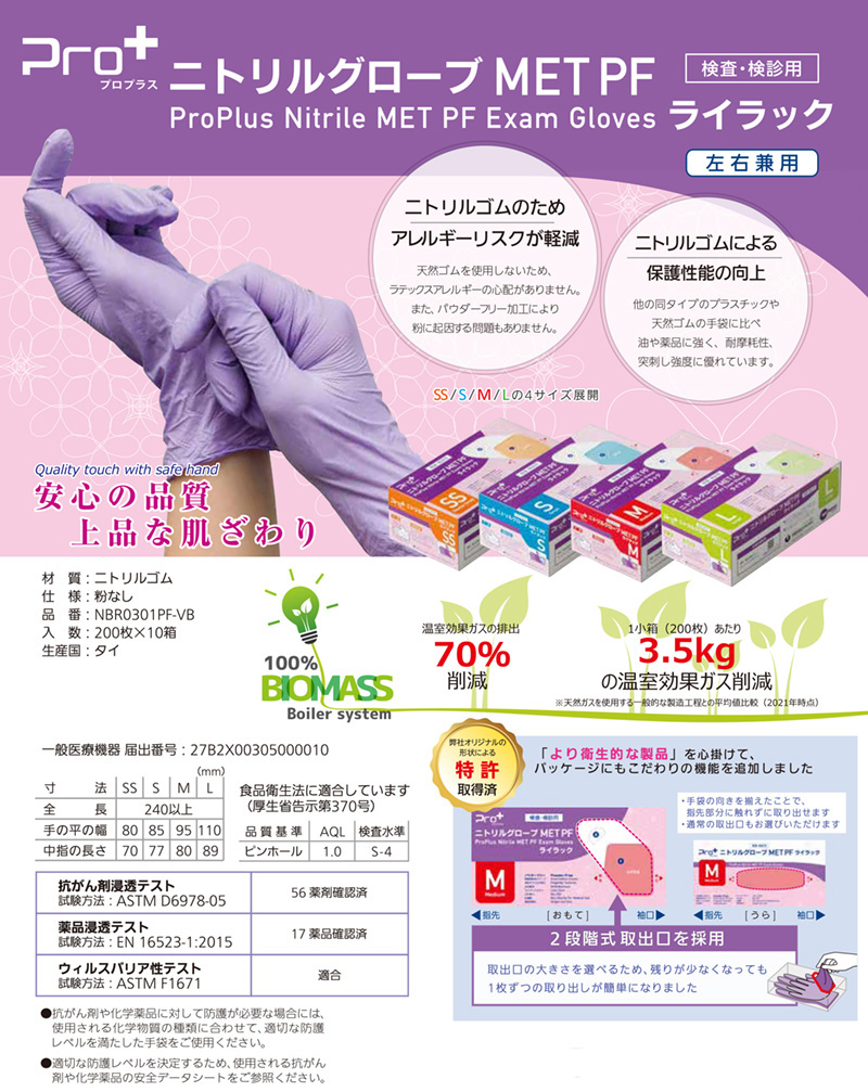 Pro+ 宇都宮製作 医療用手袋 ニトリルゴム 検査用 検診用 プロプラス