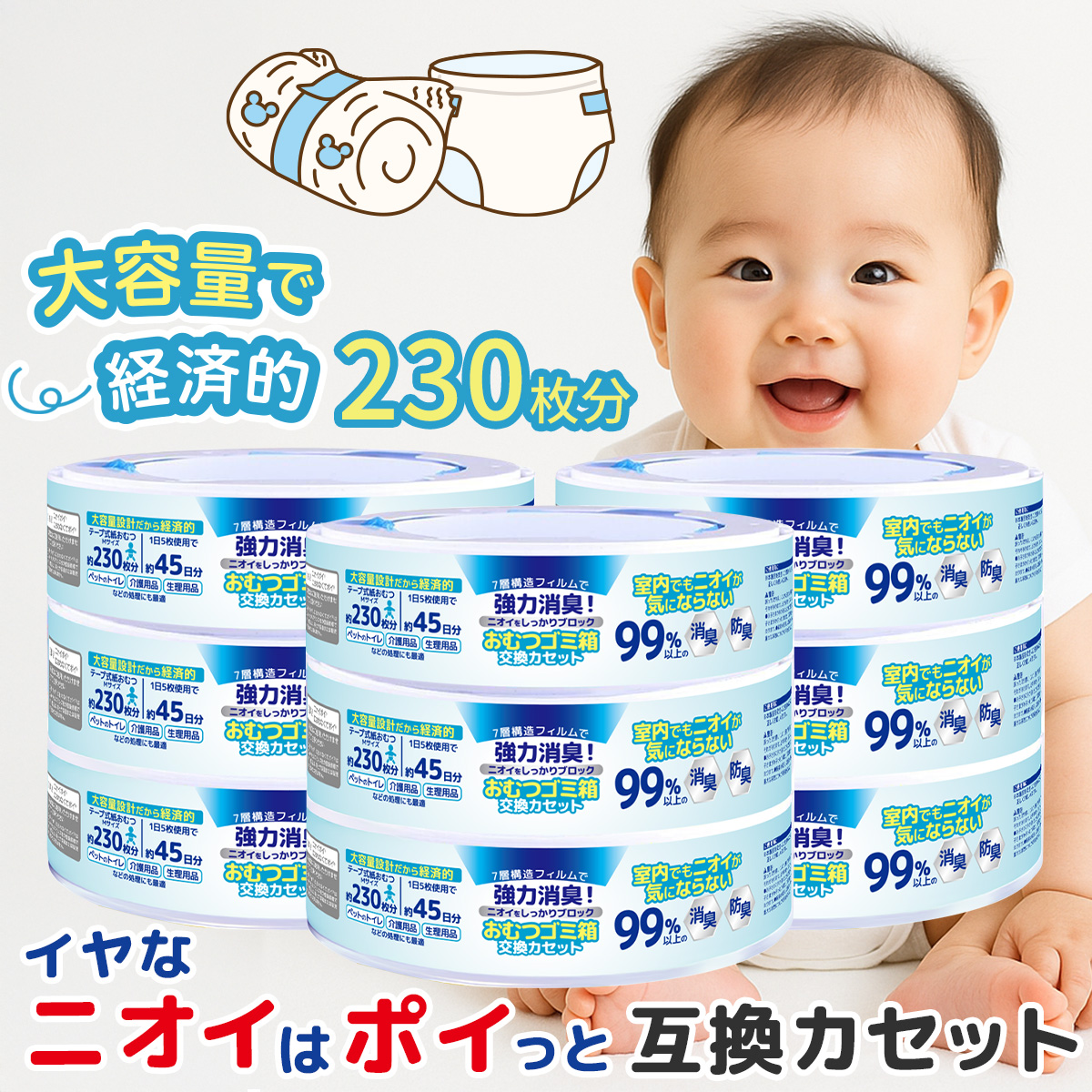 子供用品 ベビー用品 おむつ、トイレ用品 おむつ 新生児 ニオイポイ ゴミ箱 におわなくてポイ 互換カートリッジ