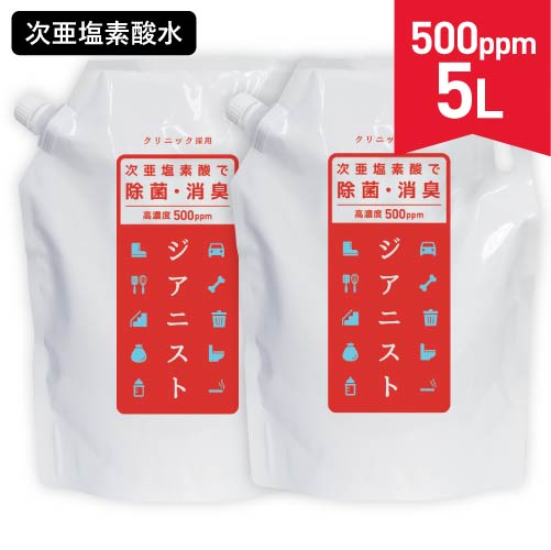 ジアニスト 次亜塩素酸水 2500mL 2袋 500ppm強 除菌 作り : ジアニスト