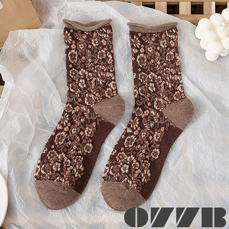 ソックス レディース 靴下 くつした  秋 冬 クルー フラワー 花 可愛い おしゃれ  プレゼント 欧米風 お正月 クリスマス お歳暮 プレゼント 福袋 2022 |  | 02