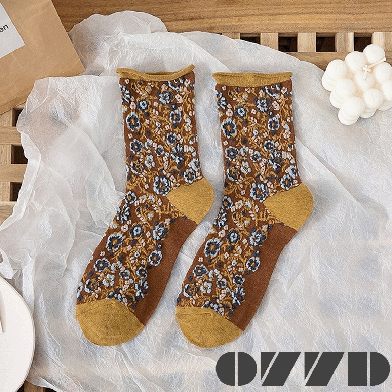 ソックス レディース 靴下 くつした  秋 冬 クルー フラワー 花 可愛い おしゃれ  プレゼント 欧米風 お正月 クリスマス お歳暮 プレゼント 福袋 2022 |  | 04