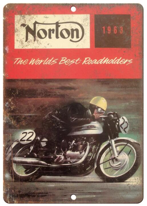 世界のバイク シリーズ　 復刻版　ポスター  1963年 ノートンNORTON  オートバイ   メタルサイン　アメリカンブリキ看板/飾り/バー/レストラン/カフェ/喫茶店