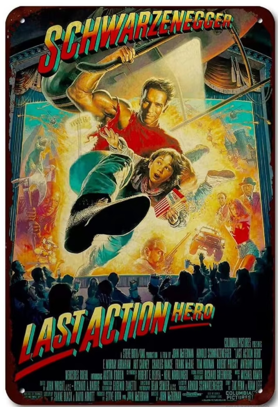 Yahoo! Yahoo!ショッピング(ヤフー ショッピング)『ラスト・アクション・ヒーロー』1993年映画ポスター　 メタルサイン　ブリキ看板　インテリア雑貨　お部屋　お店　バー　飾り物　20x30cm