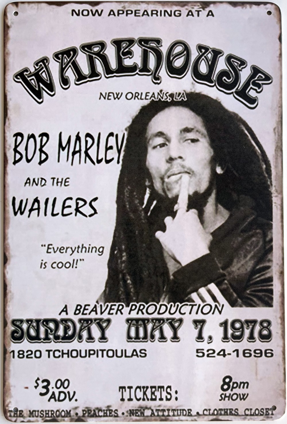 憧れ 品数豊富 ボブ マーリー Bob Marley 歌手 1978年コンサートポスター アメリカ雑貨 レトロ調 アメリカンブリキ看板 飾り バー レストラン カフェ 喫茶店 20cm 30cm salondelnuncamas.org salondelnuncamas.org