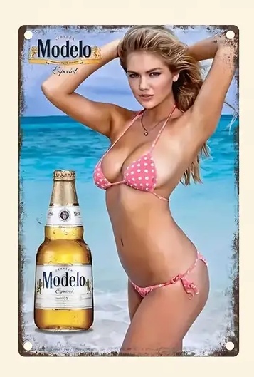 モデロ ビール 美女 ブリキ看板 金属飾り物 メタルサイン インテリア