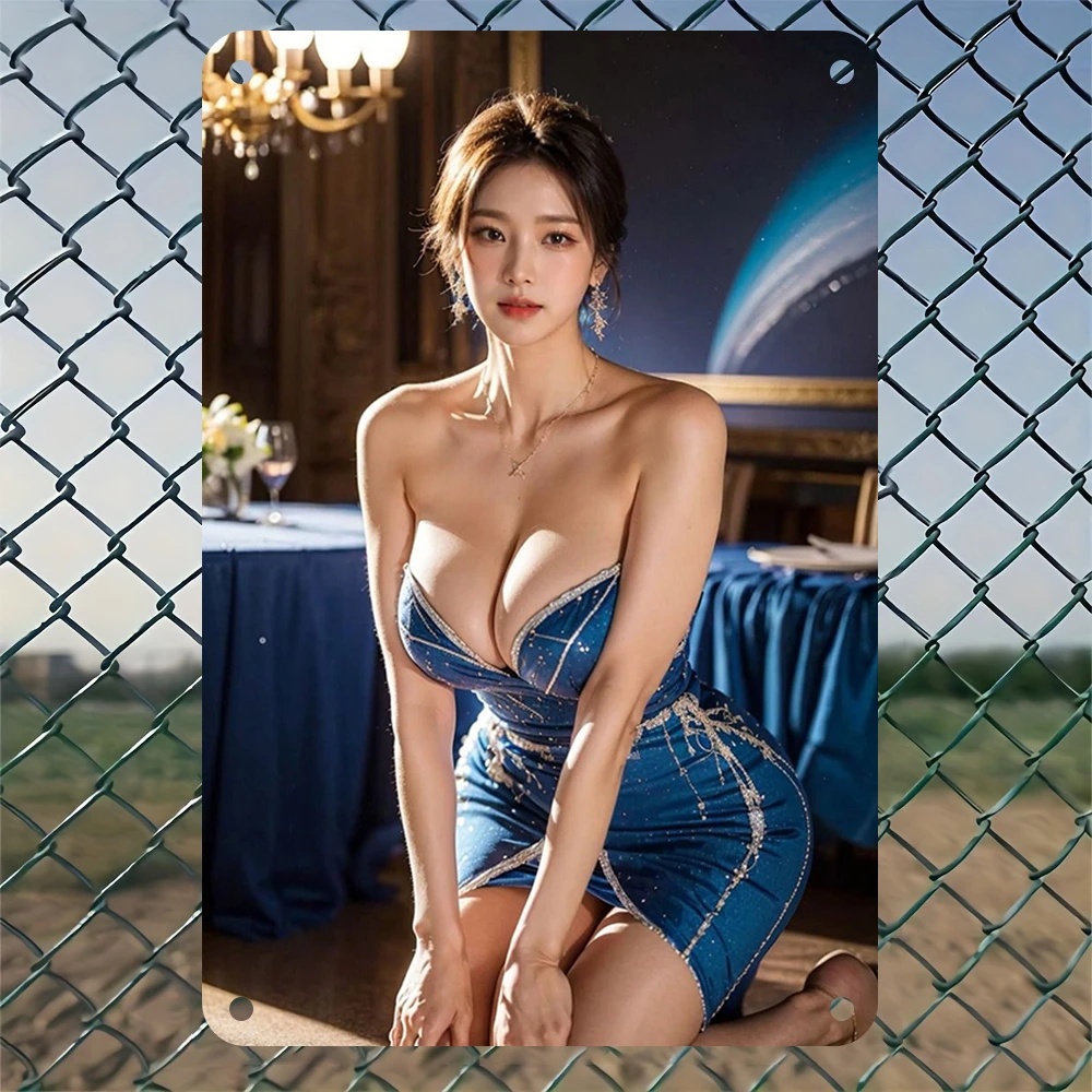 美女　ブリキ看板　金属飾り物　 メタルサイン　インテリア雑貨　 　20cmx30cm