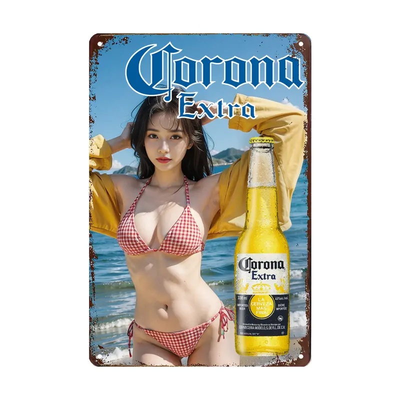 ビール　 ガール ポスター　金属飾り物　 メタルサイン  ブリキ看板　　インテリア雑貨　 　20cmx30cm