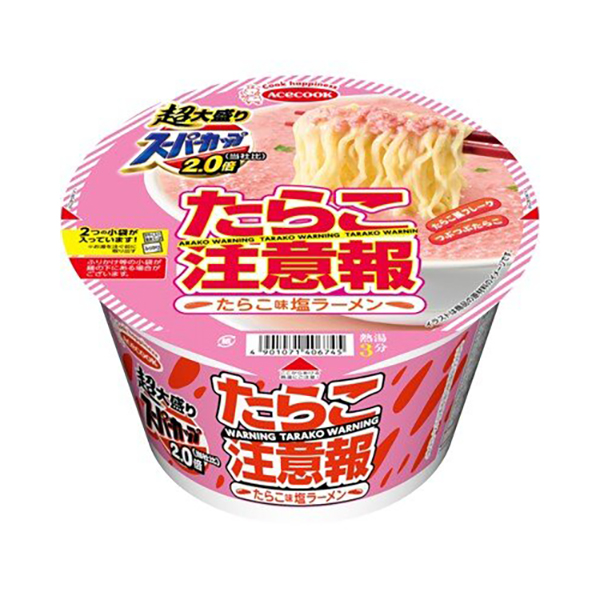 ★まとめ買い★　エースコック　超大盛りスーパーカップ２．０倍　たらこ注意報　たらこ味塩ラーメン　140ｇ　×12個【イージャパンモール】