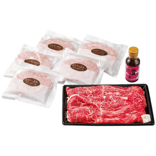【送料無料】千成亭　近江牛すき焼き＆近江牛と黒豚のハンバーグセット【ギフト館】