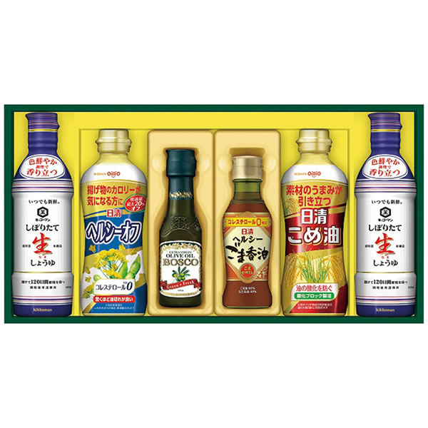【送料無料】日清オイリオ　ヘルシーオイル＆キッコーマン生しょうゆギフト　ＮＫ−３０　ＮＫ−３０【ギフト館】