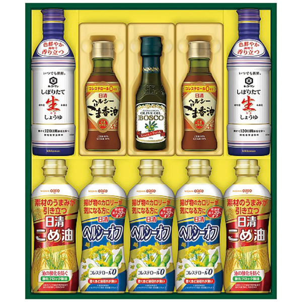 【送料無料】日清オイリオ　ヘルシーオイル＆キッコーマン生しょうゆギフト　ＮＫ−５０　ＮＫ−５０【ギフト館】