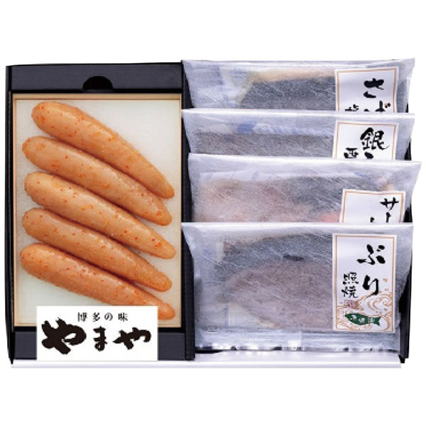 【送料無料】?やまやコミュニケーションズ 無着色辛子明太子・レンジで簡単焼魚詰合せ 38326【ギフト館】