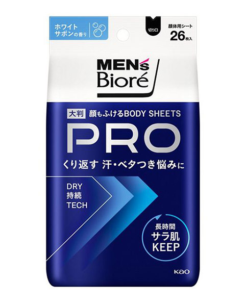 メンズビオレ　顔もふけるボディシートＰＲＯ　ホワイトサボンの香り　２６枚【イージャパンモール】