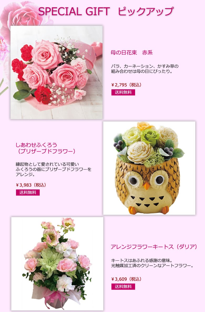 スペシャルギフトピックアップ