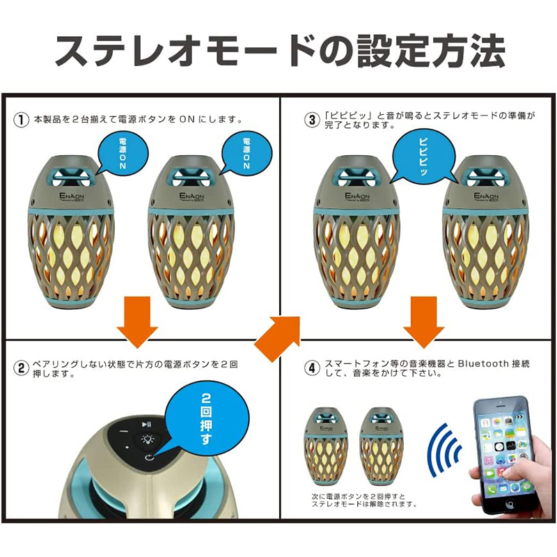 ホノベ電機 Bluetooth スピーカー ランタン 炎音 薄墨色 グレー HNB