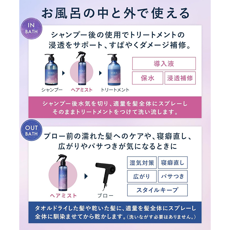 YOLU（ヨル） カームナイトリペア ブースターヘアミスト 185ml 日本製