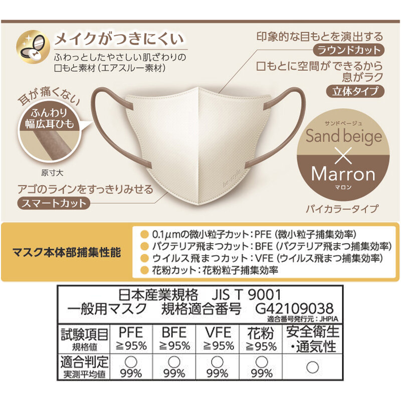 ビースタイル 白元アース 不織布 マスク 立体タイプ ふつうサイズ