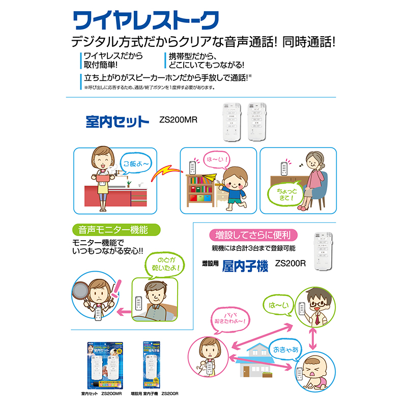 REVEX（リーベックス） ワイヤレストーク 室内セット 配線不要 ZS200MR