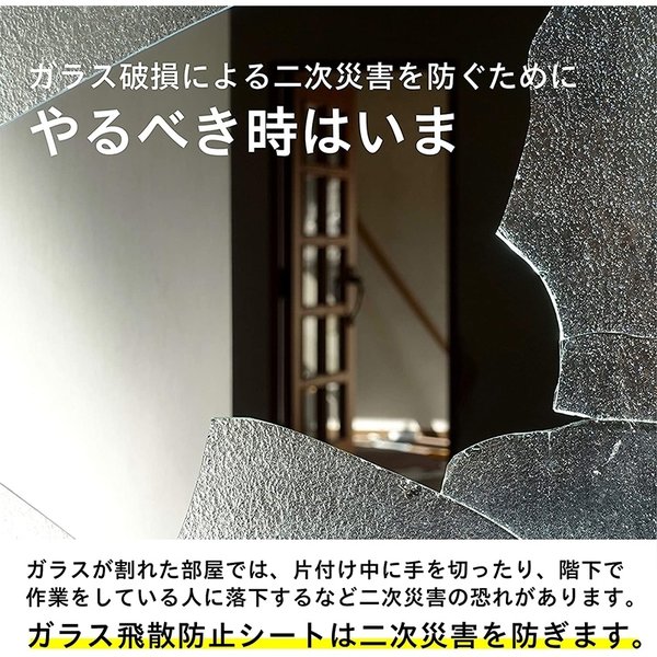 ニトムズ ガラス 飛散防止シート 凹凸面用 防災 48cm×1.8m 1枚入り