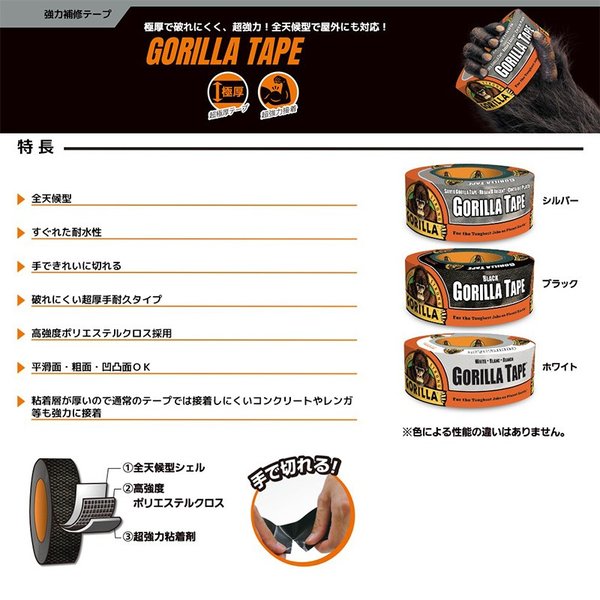 ゴリラテープ GORILLA TAPE 両面テープ 品番 強力両面テープ KURE 25.4ｍｍ×1.52ｍ×厚さ1.1ｍｍ4972444017790 ストロング  呉工業