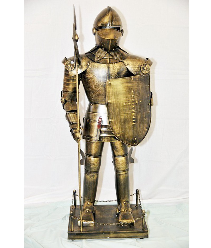 西洋甲冑人形　約幅35CMX奥行32CMX高さ110CM ゴールド (西洋　甲冑　鎧　兜 レプリカ アンティーク調 中世の騎士 ヨーロッパ）