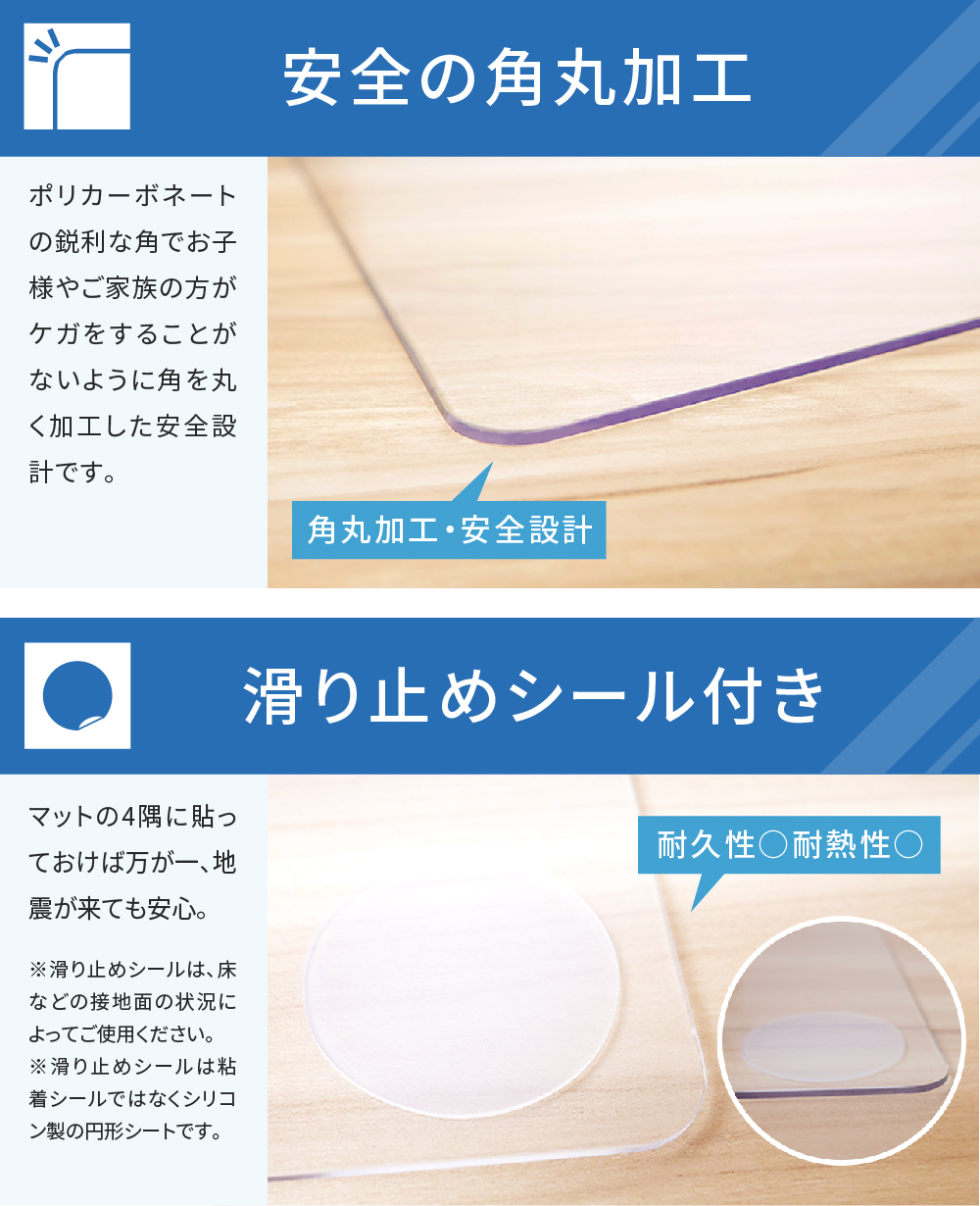 冷蔵庫マット 透明 ポリカーボネート 傷防止 下敷き 床保護シート Mサイズ ゼロキーパー | ゼロキーパー | 09