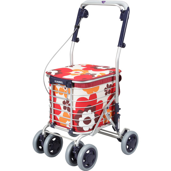 WIRE CART SUWAREL  シルバーカー　座れる　ショッピングカート ワイヤーカート スワレル 花柄イエロー ｜ シルバーカー・歩行器