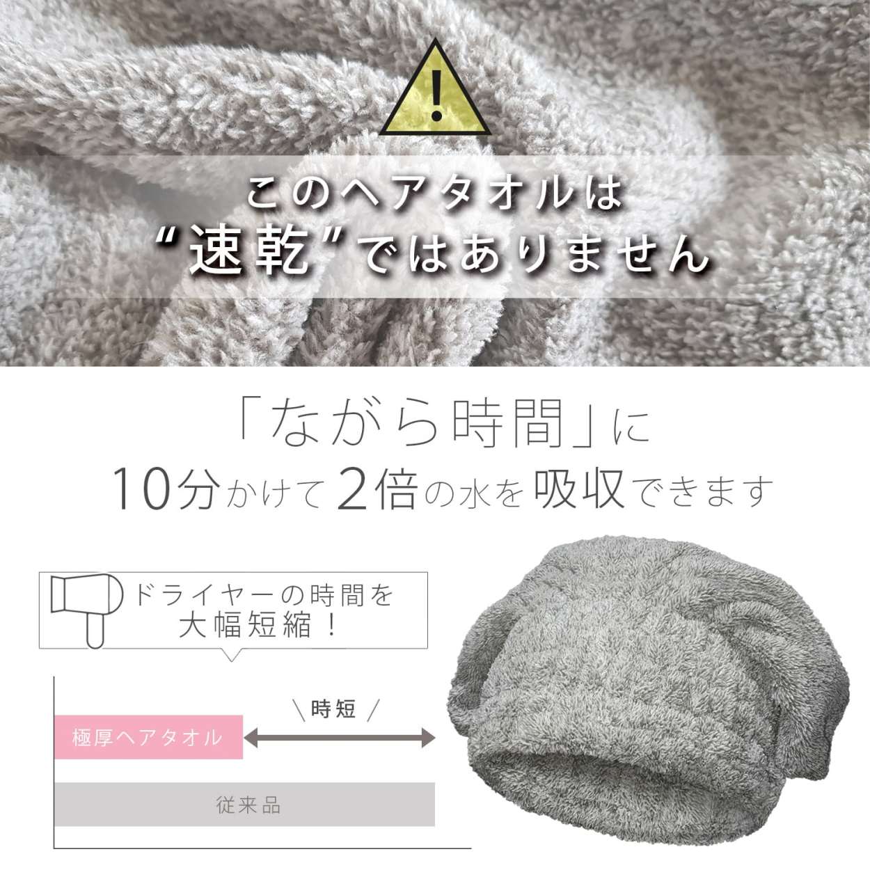 超吸水極厚ヘアキャップ 満点の ヘアタオル 仕上げのドライヤー時間を短縮する速乾吸水ヘアキャップ水分吸収ヘアドライ ヘアキャップ 1 M便 3