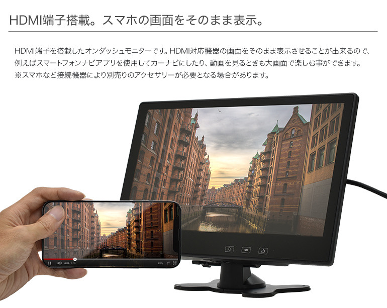 10.6インチ オンダッシュモニター HDMI搭載 高画質 リアモニター