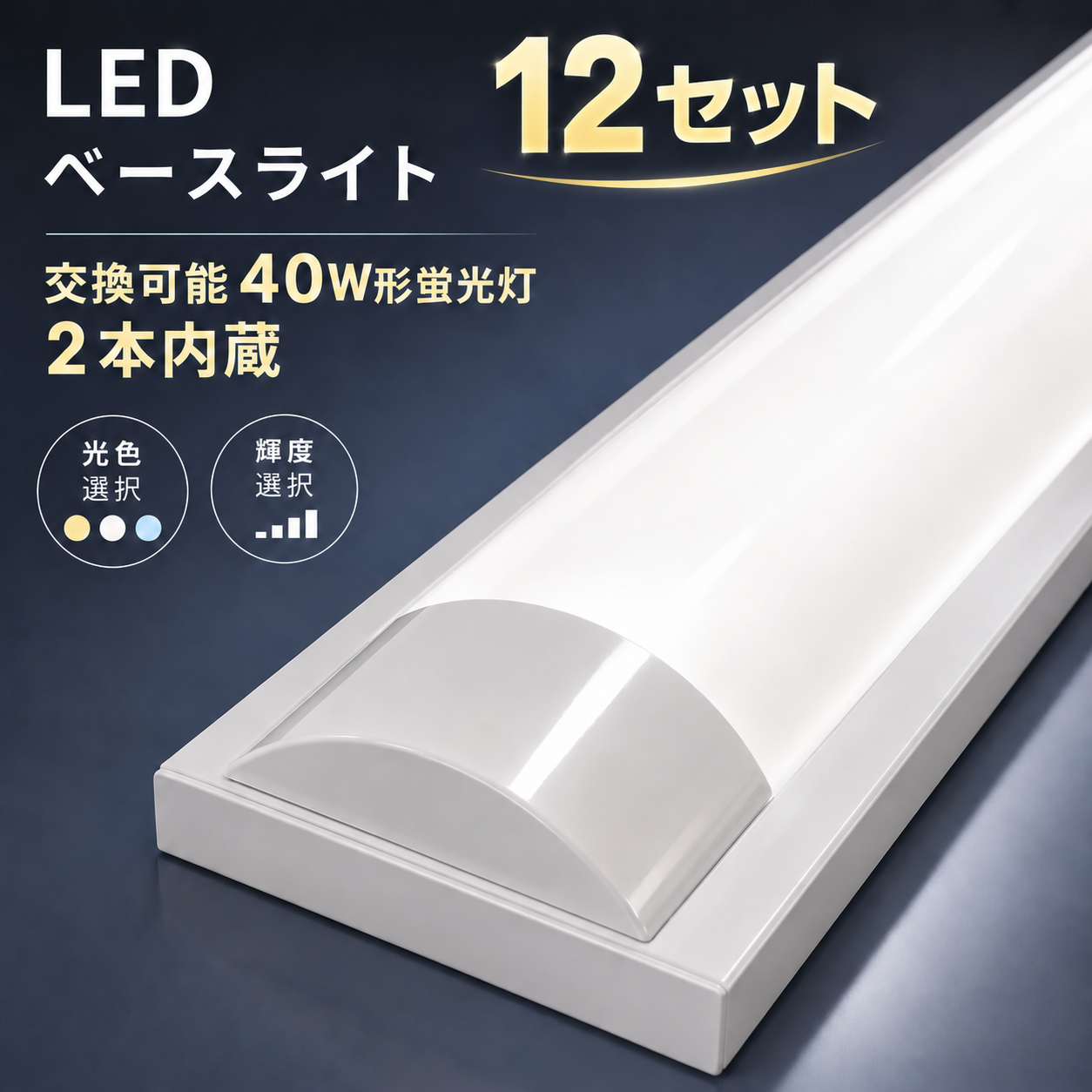 LEDベースライト 12セット LED蛍光灯専用器具 40W形 2灯式 直付 器具