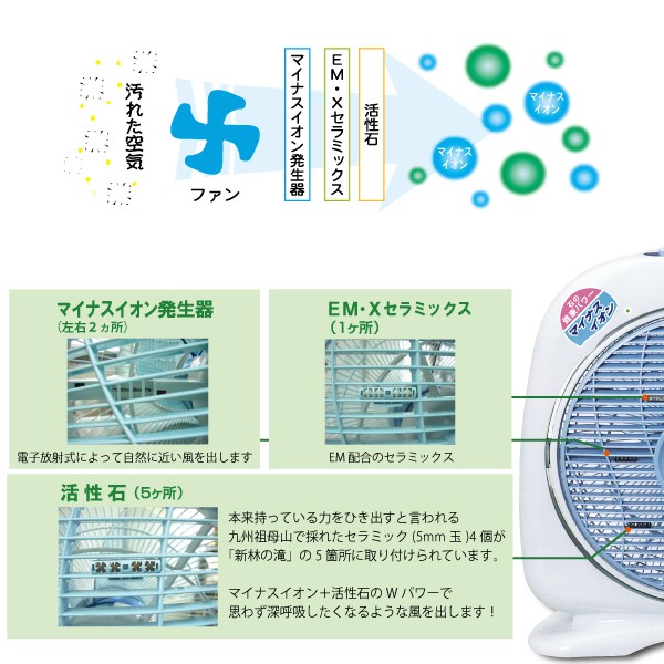 新林の滝（ブラック）タイマー付 扇風機 マイナスイオン発生