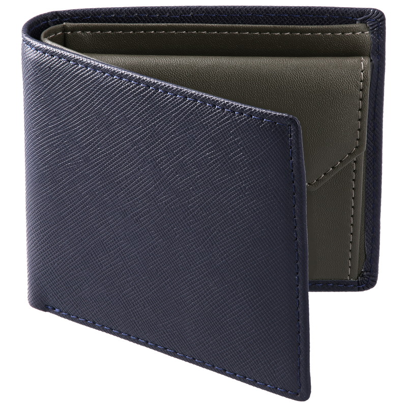 GAZIL 二つ折り財布 メンズ 本革 サフィアーノ レザー 軽量 50g