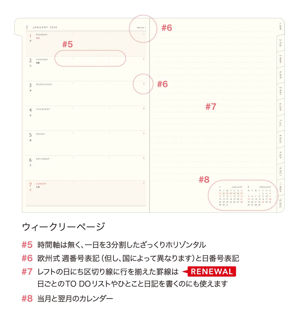 エルコミューン マトカ 手帳 2024年 1月始まり ダイアリー 