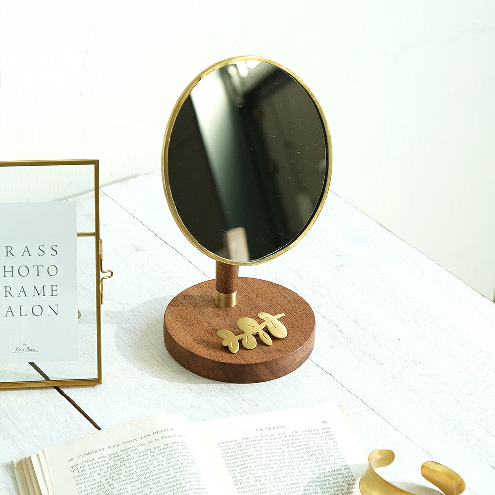 Horn Please オーバルスタンドミラー｜真鍮 ウッド WOOD BRASS ブラス