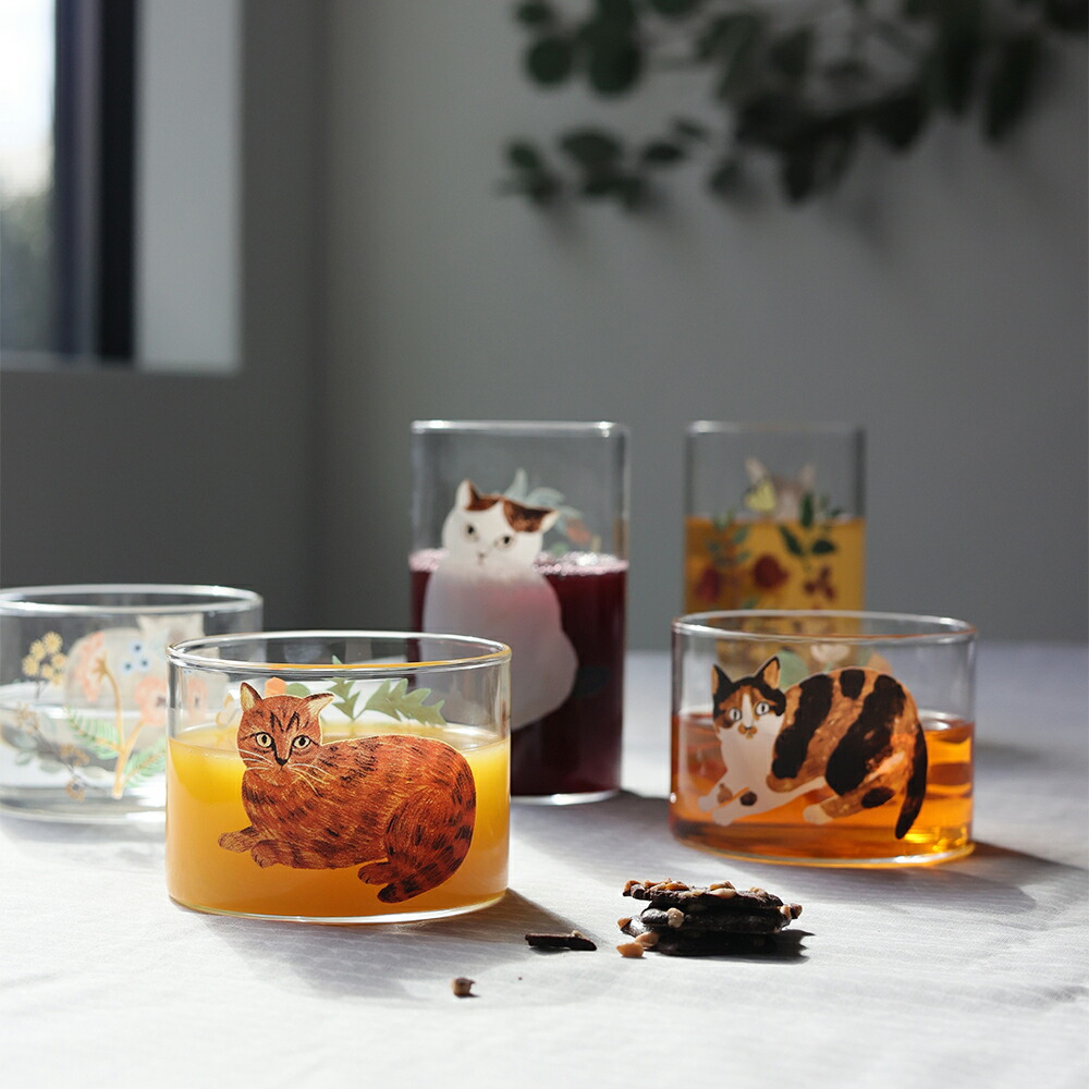 松尾ミユキ 耐熱ガラス（猫柄）｜glass コップ 飲み物 食器 可愛い