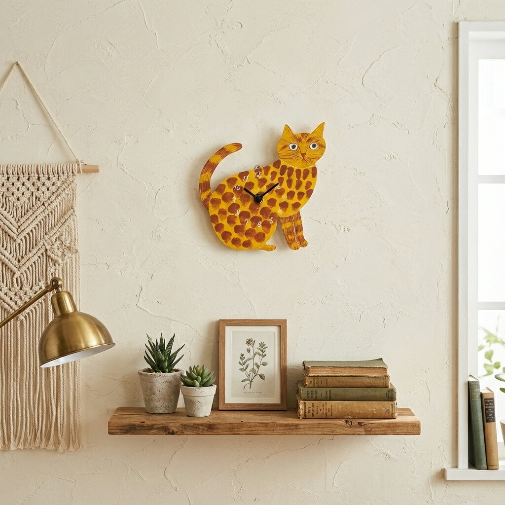 松尾ミユキ Diecut clock C｜時計 ネコ インテリア ギフト おしゃれ