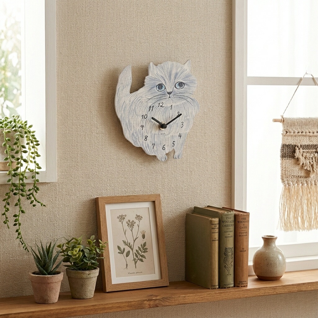 松尾ミユキ Diecut clock C｜時計 ネコ インテリア ギフト おしゃれ