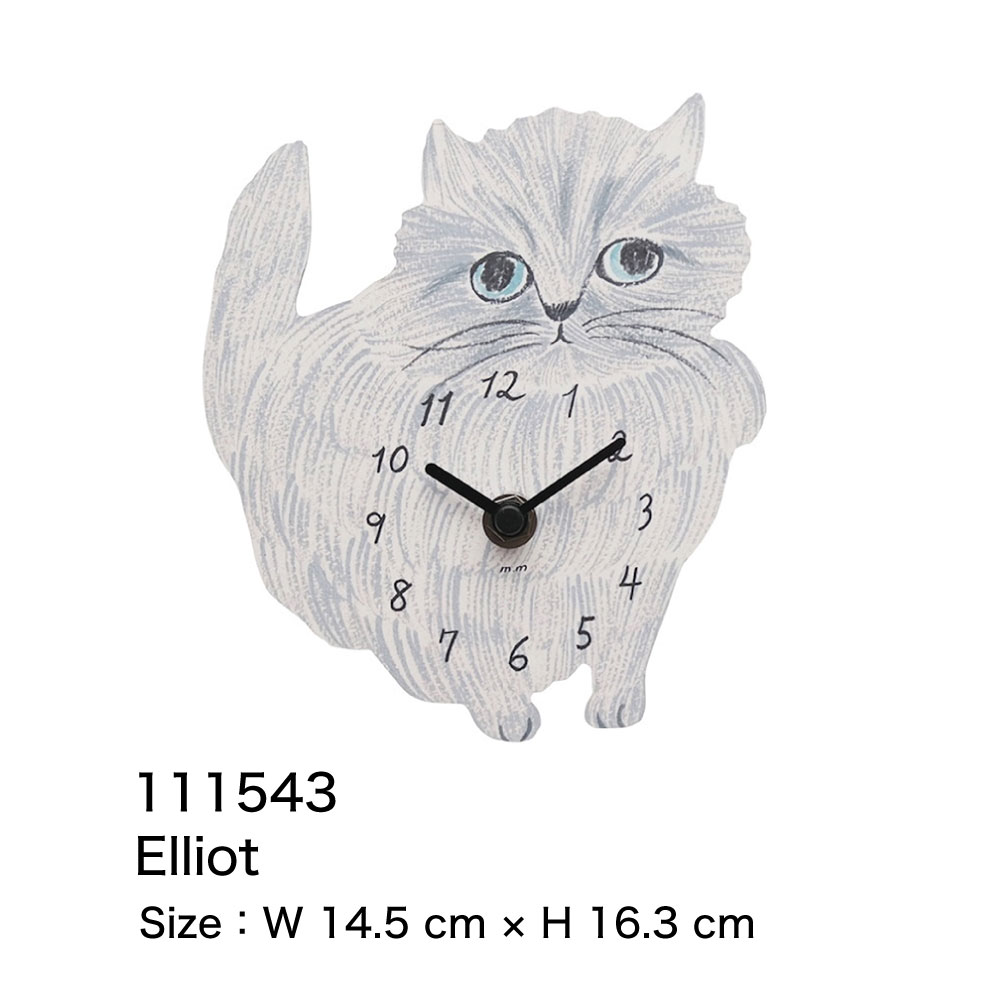 松尾ミユキ Diecut clock C｜時計 ネコ インテリア ギフト おしゃれ