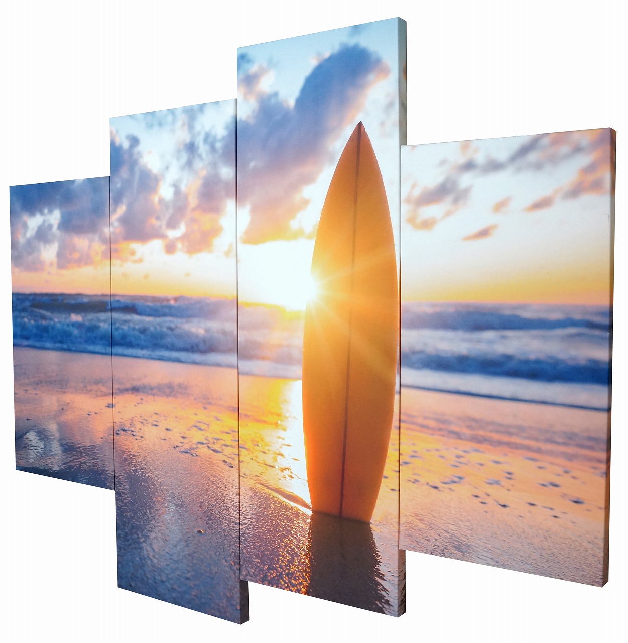 キャンバスアート Surfboard on the beach  (4枚) On（オン） 【Raffinart】Bello Canvas Art「Surfboard on the beach