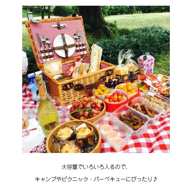 バスケット 食器付き キャンプ ピクニック アウトドア バスケットセット Amazon｜2-4人用 ピクニックセット カトラリー お皿 ワイン