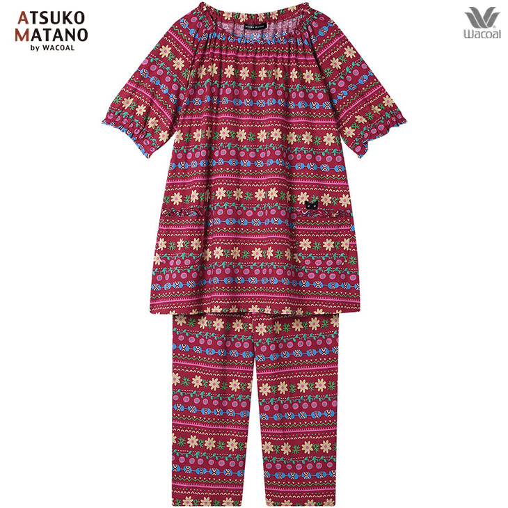 ASUKO MATANO 赤系チェック柄パジャマ(L)ルームウェア マタノアツコ ATSUKO MATANO by WACOAL マタノアツコ ワコール wacoal パジャマ