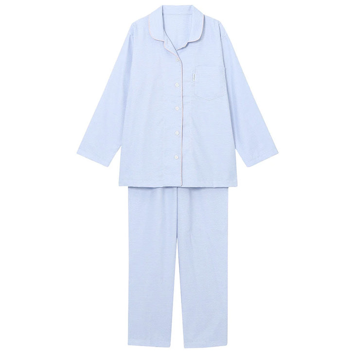 【未使用】睡眠科学 ワコール パジャマ ナイトウェア 長袖長ズボン 水色系 M WACOAL（ワコール） 睡眠科学 レディース シャツパジャマ ルームウェア