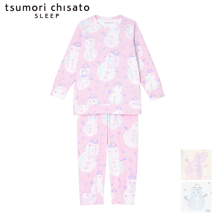 ツモリチサト TSUMORI CHISATO ワコール パジャマ ルームウェア ナイトウェア ナイティ 雪 雪だるま ゆめかわ パステルカラー 保温性 マイクロフリース UDW429