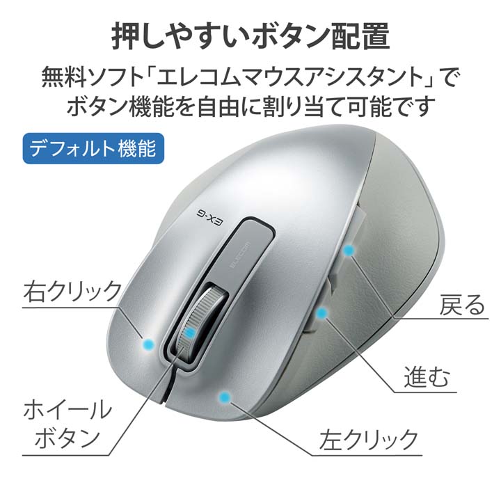 ELECOM エレコム マウス ワイヤレス EX-G BlueLED Mサイズ 無線