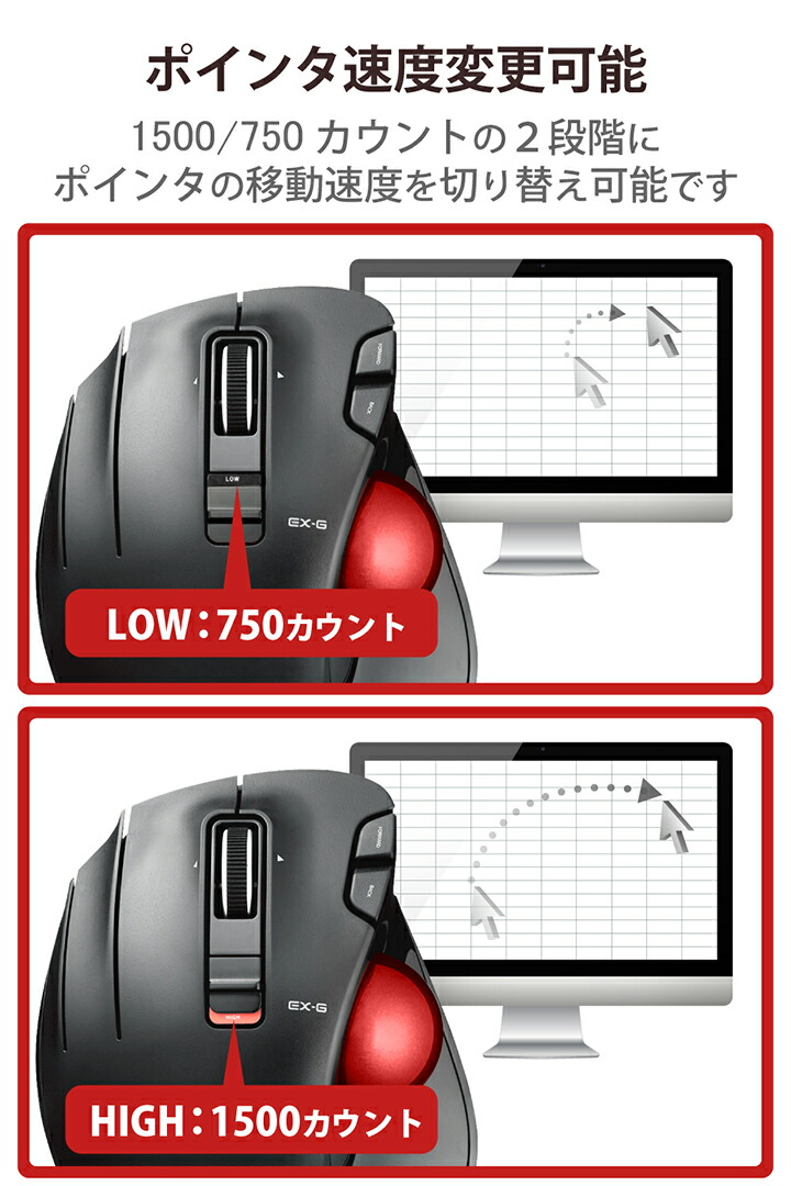 ワイヤレストラックボール（左手・親指操作タイプ） | エレコム