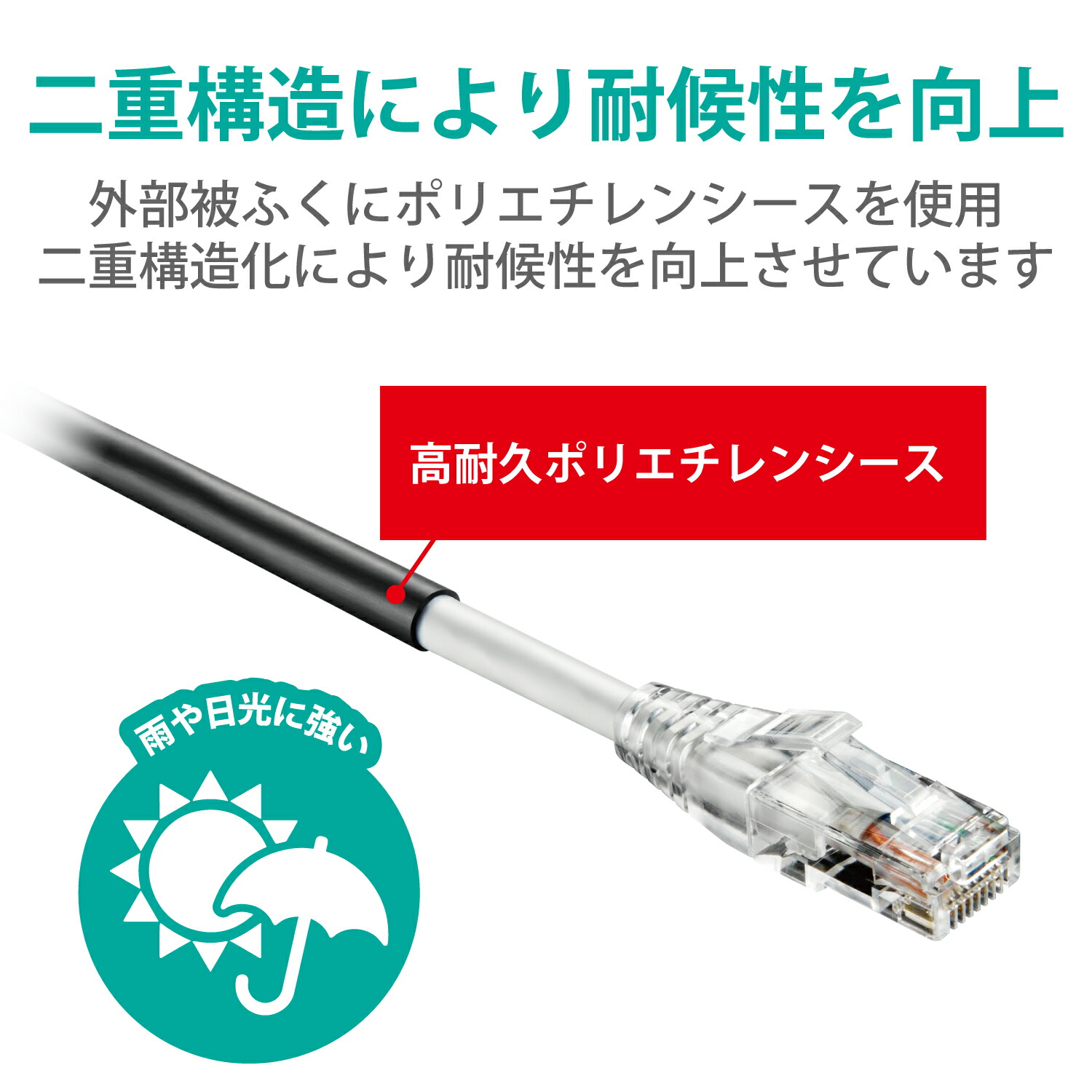 エレコム LANケーブル Cat6A 対応 屋外対応 80m カテゴリー6A ラン