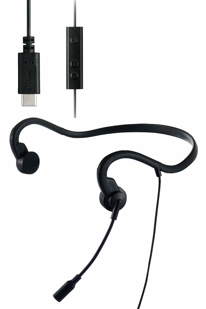 USB-C 有線ヘッドフォン ブラック ELECOM（エレコム） 有線 骨伝導 ヘッドセット USB Type-C マイク付き