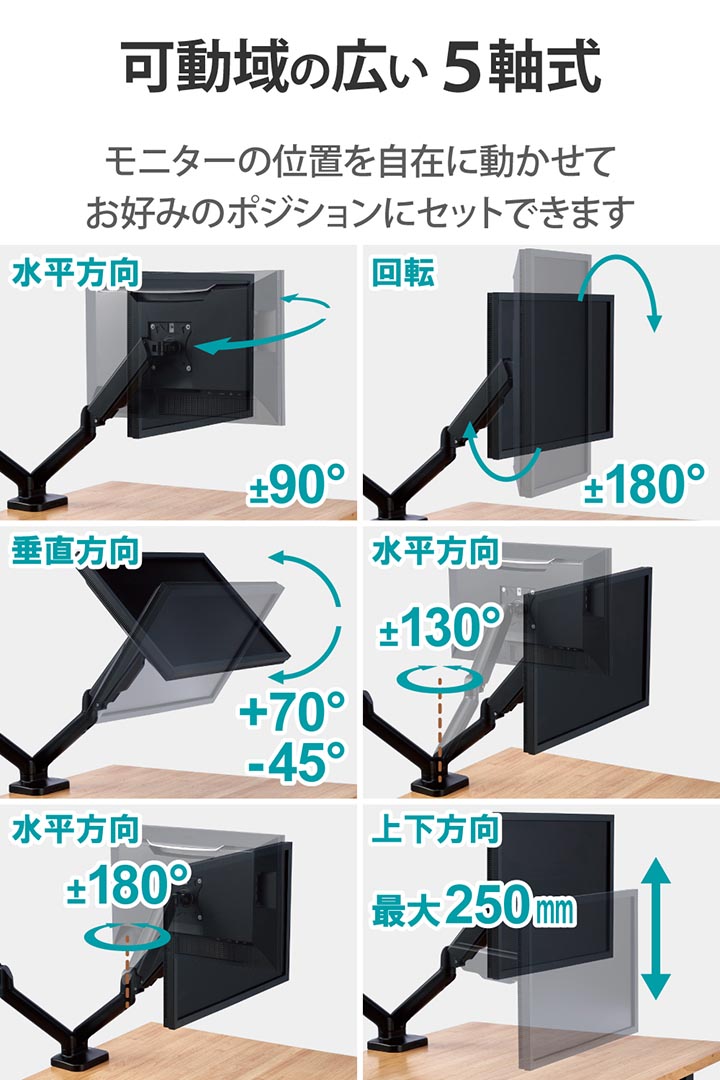 tm様限定Dell E2314HFモニター2面セット+おまけモニターアームセット SHOPPINGALL 2画面用 モニターアーム ガススプリング 15-32