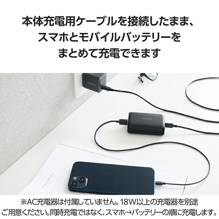 ELECOM（エレコム） コンパクト モバイルバッテリー 20W 10000mAh C×1+